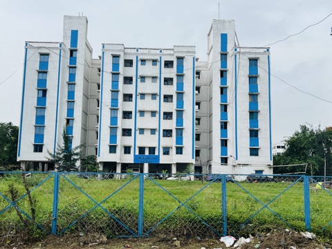 Hostel complex viewed from the field
