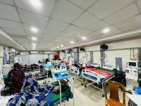Ward interior with hospital beds